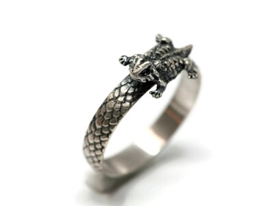 Horny Toad Ring - Dragon Scale - Vintage Silver by Salish Sea Inspirations - image1